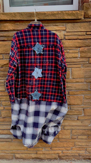 Custom Star Patchwork Multi Plaid  Duster