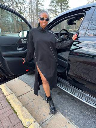 Zipper Pullover Dress w/pockets