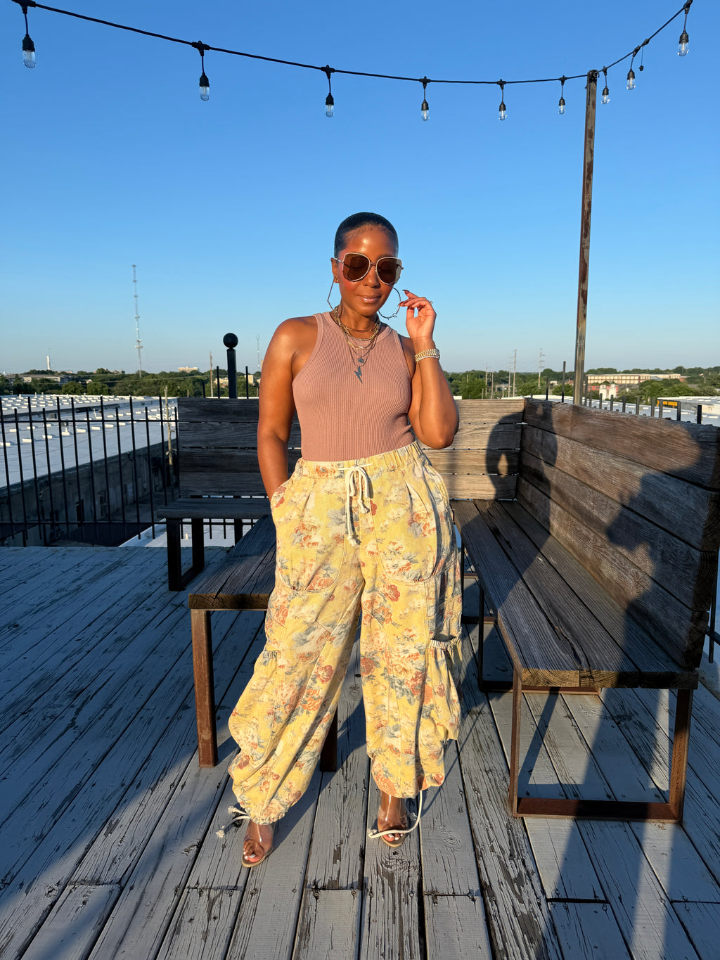 Sunset Bloom Cargo Pants