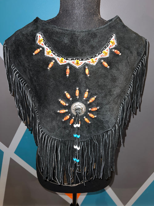 Beaded Sunstar Suede Fringe Poncho - The Vault by Sacha