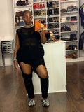 Easy Breezy Open-Knit Top-Black