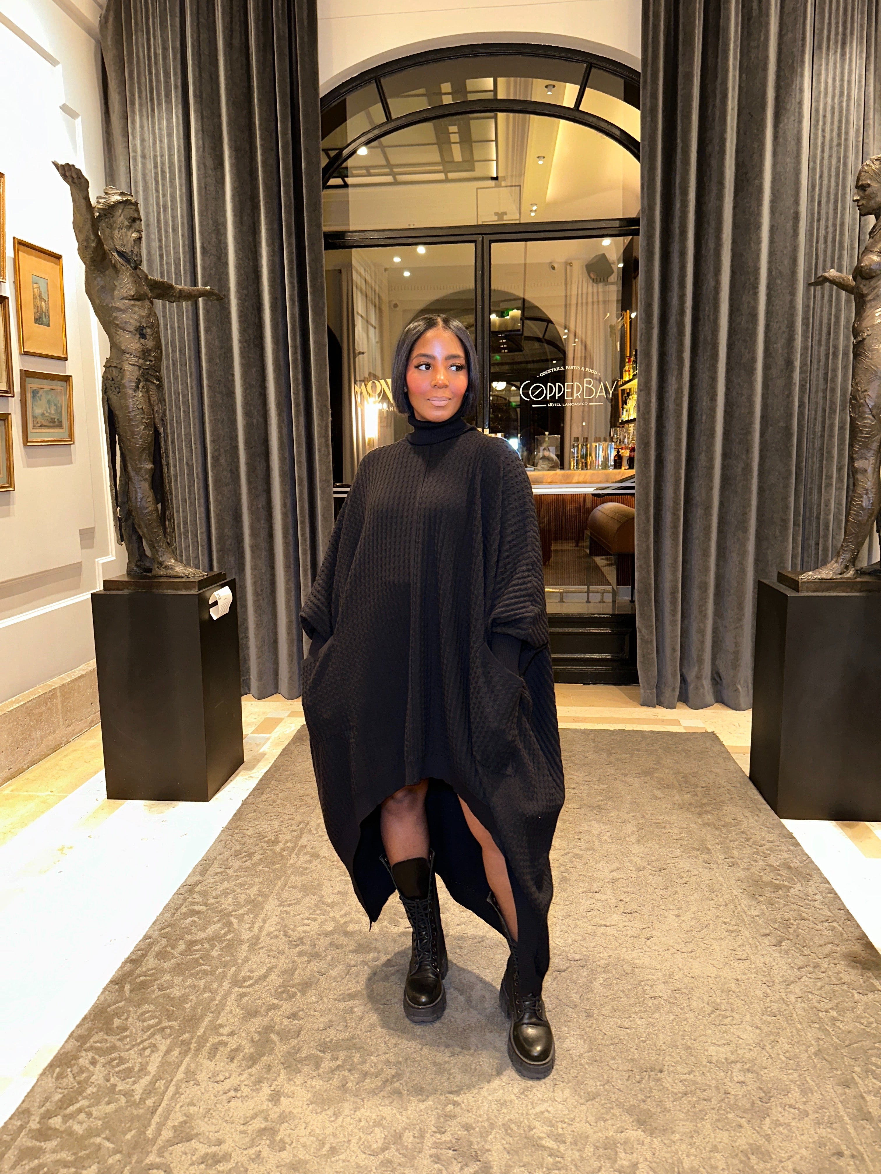 Hi Low Textured Knit Dress w/ pockets - The Vault by Sacha