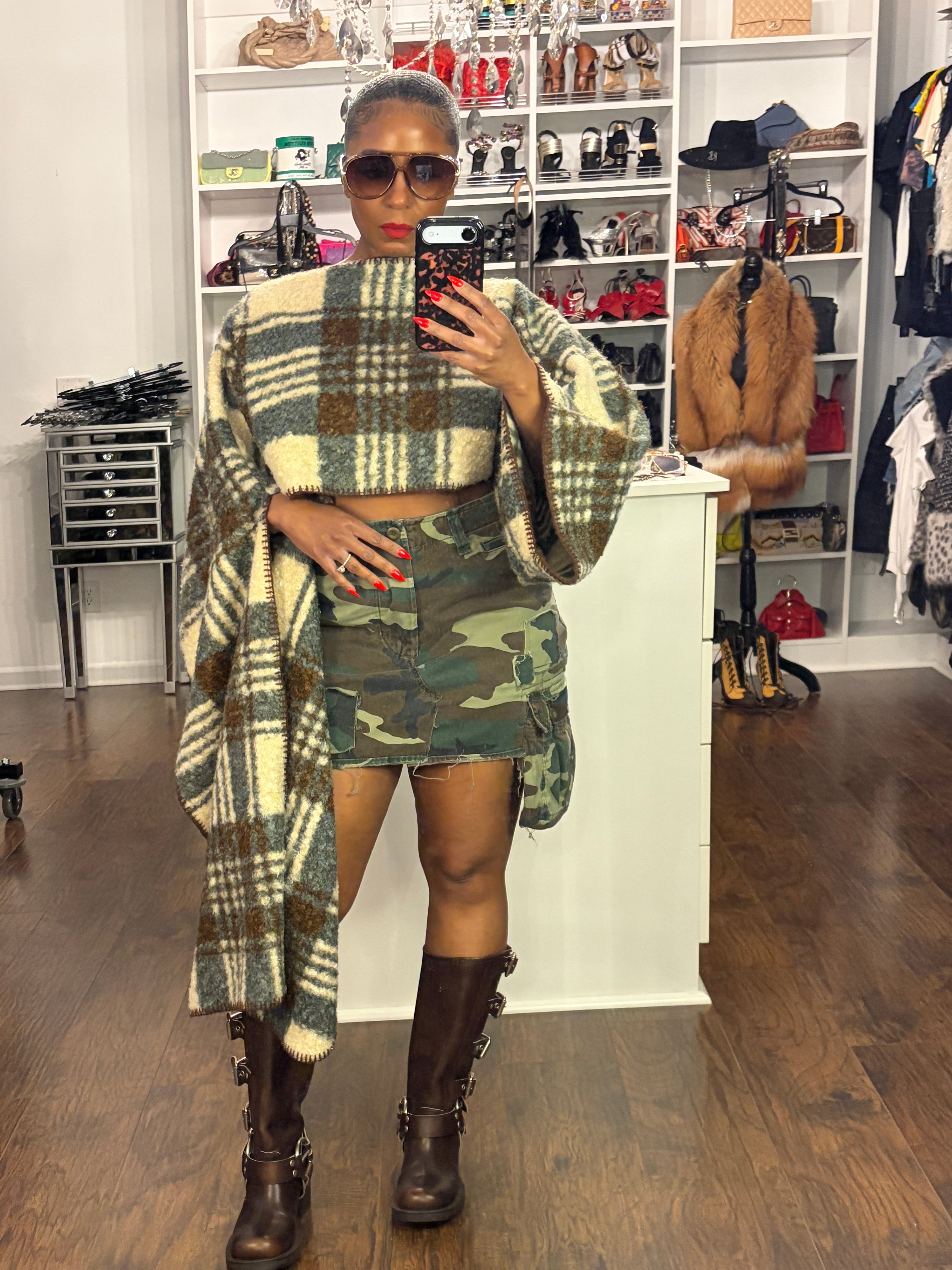 Asymmetrical cropped poncho - The Vault by Sacha