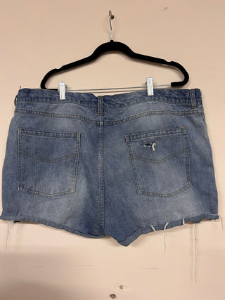 Drawstring Custom Kilted Stretch Denim Shorts  | Size 42 (19/20) Plus Size