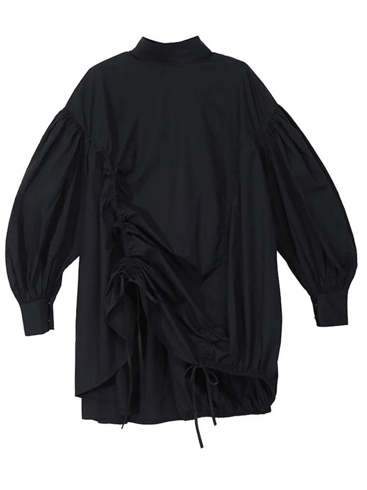 Ruched Shirt/Dress Black