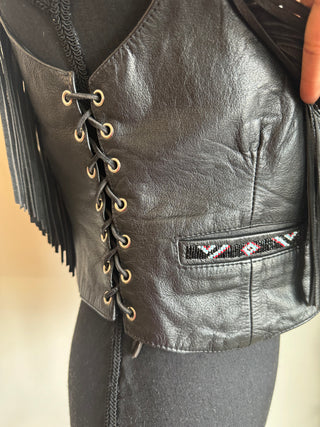 Tribal Bead Leather Vest - The Vault by Sacha