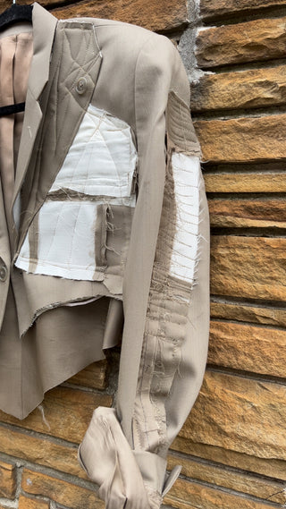 Custom Abstract Tan Patchwork Blazer