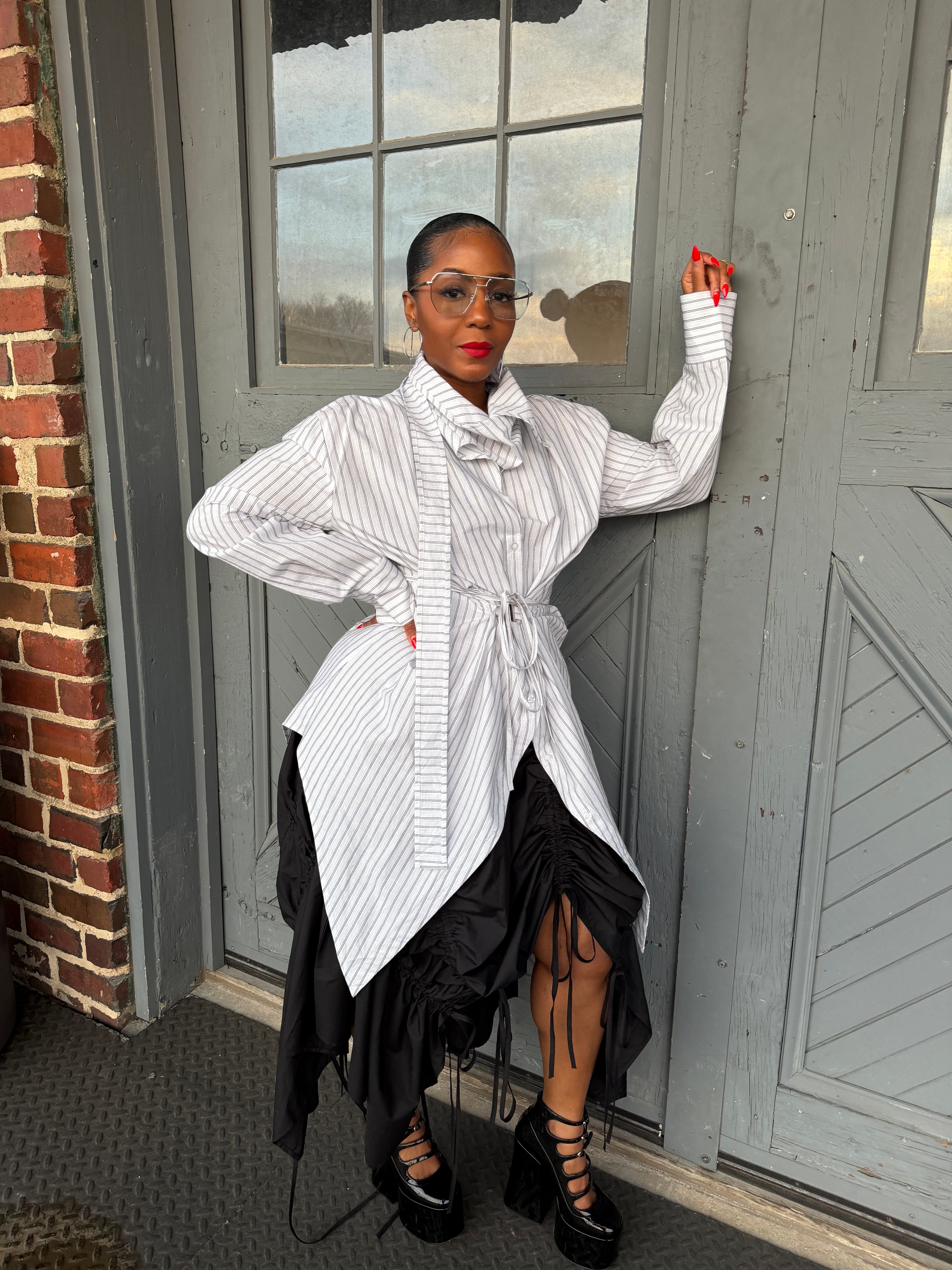 Pinstripe Tunic Shirt-Preorder - The Vault by Sacha