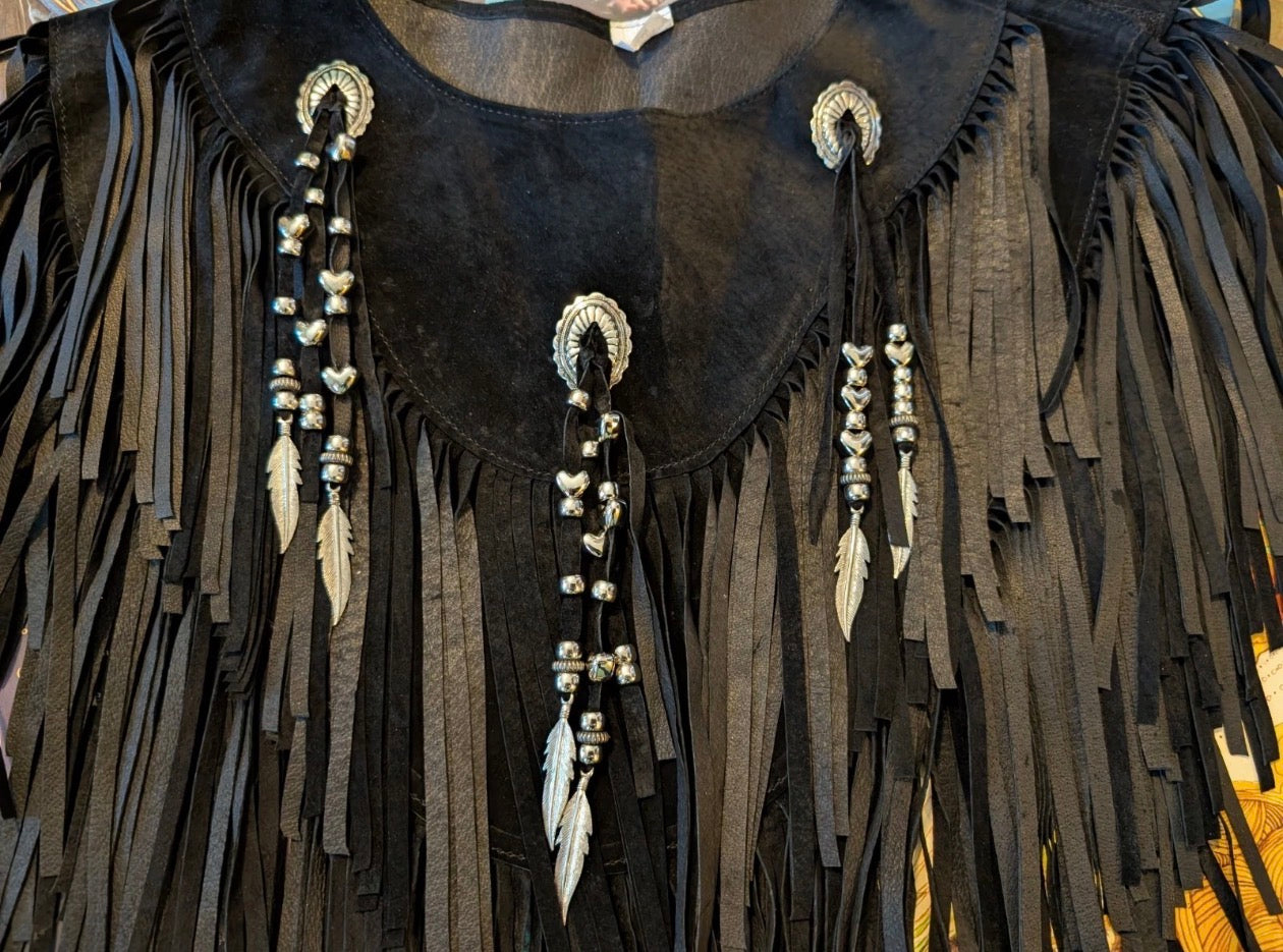 Suede Beaded Poncho