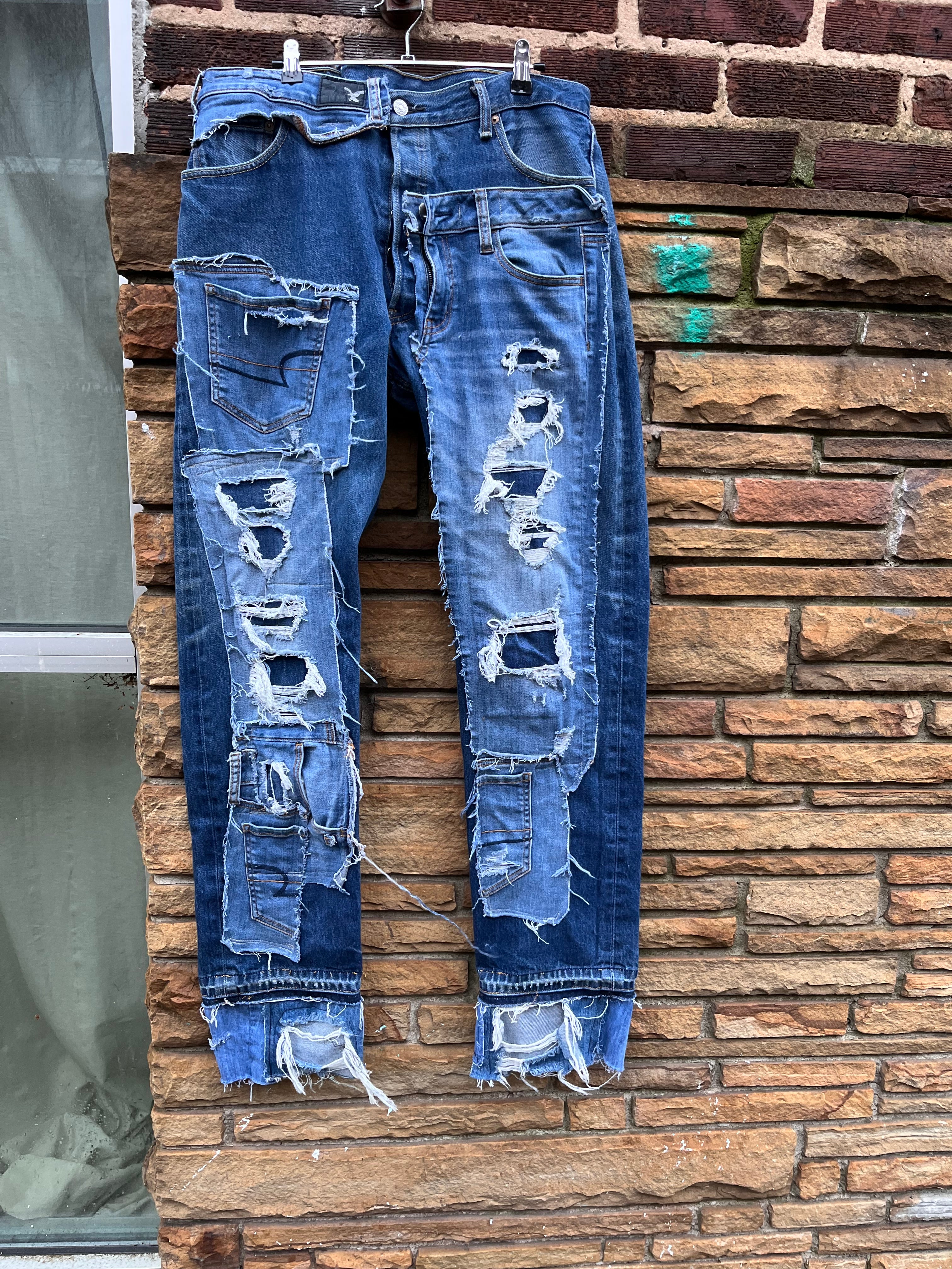 Custom Double Denim Distressed Jeans - The Vault by Sacha