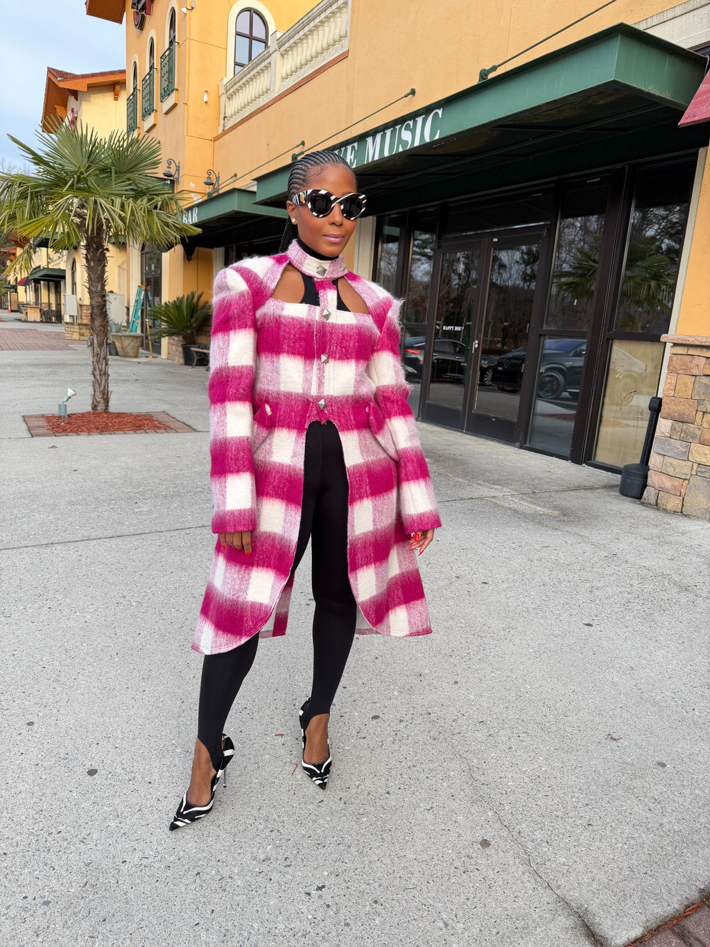 Magenta Mohair Cut out Coat - The Vault by Sacha