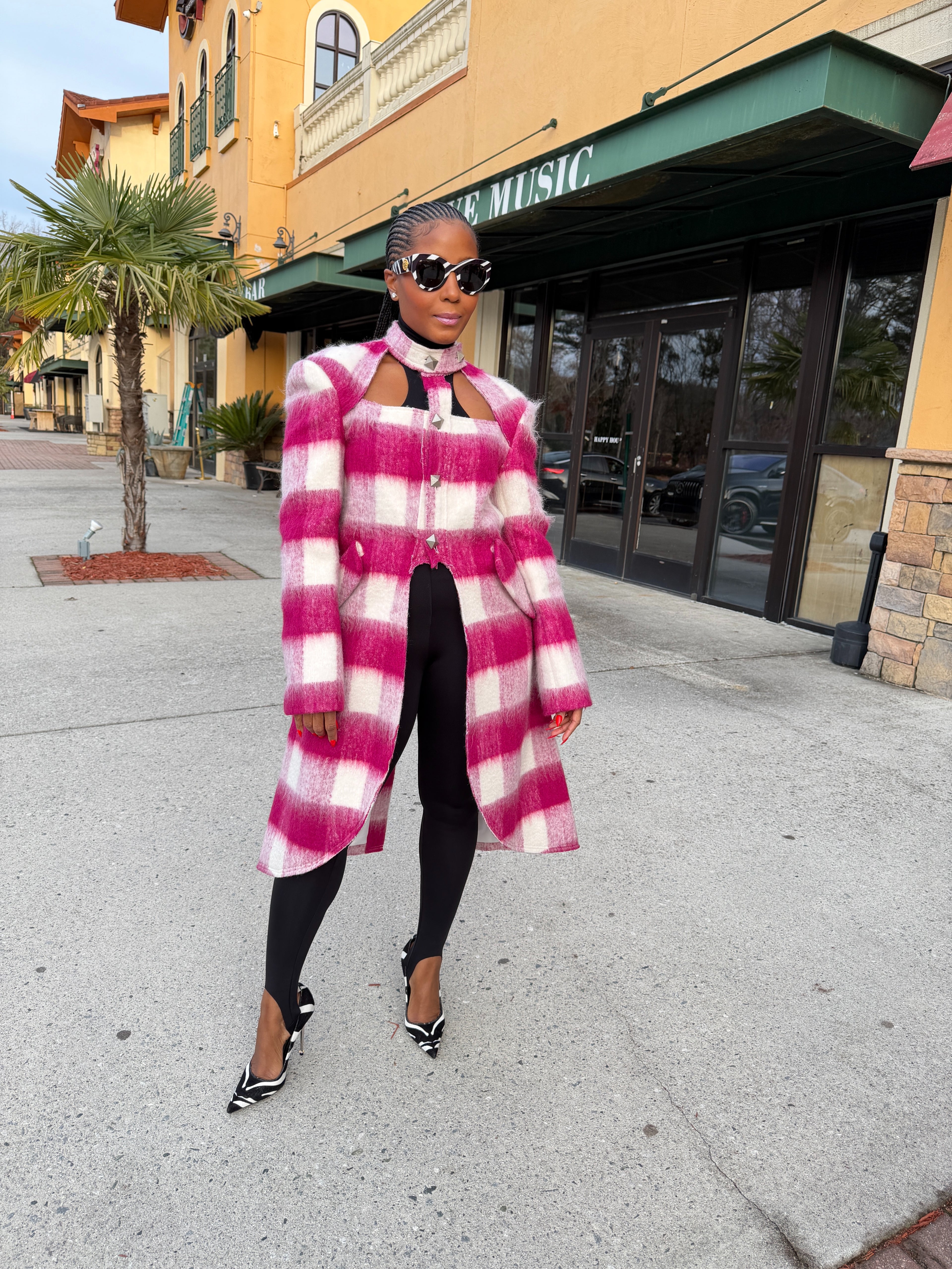 Magenta Mohair Cut out Coat - The Vault by Sacha