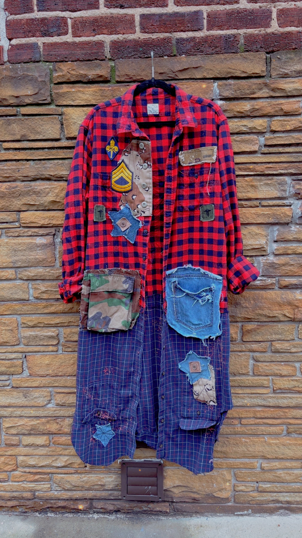 Custom Multi Plaid Red+ Blue Patchwork Duster - The Vault by Sacha