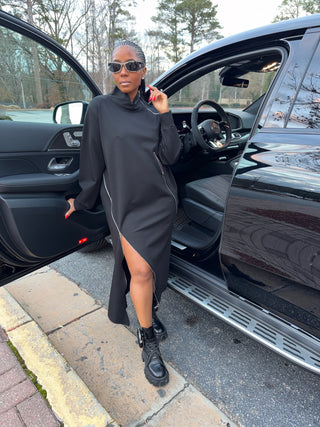 Zipper Pullover Dress w/pockets