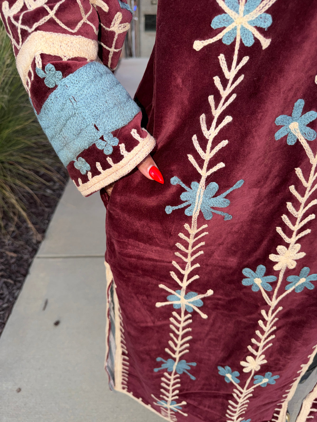 The Bordeaux embroidered duster