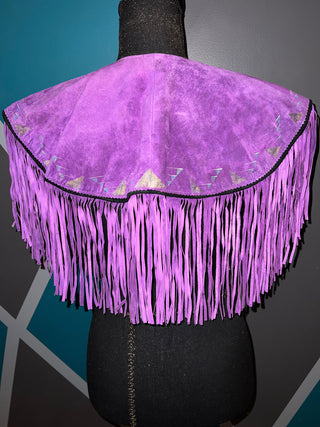 Violet Suede Fringe Poncho