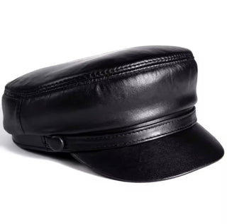 Genuine Leather Midnight News Boy Cap Hat - The Vault by Sacha