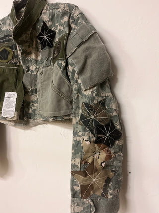 Custom Digital Print Crop Patchwork Jacket