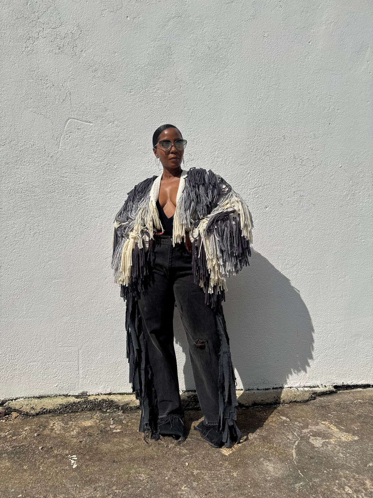 Custom Distressed Gray Fringe Chaps - The Vault by Sacha