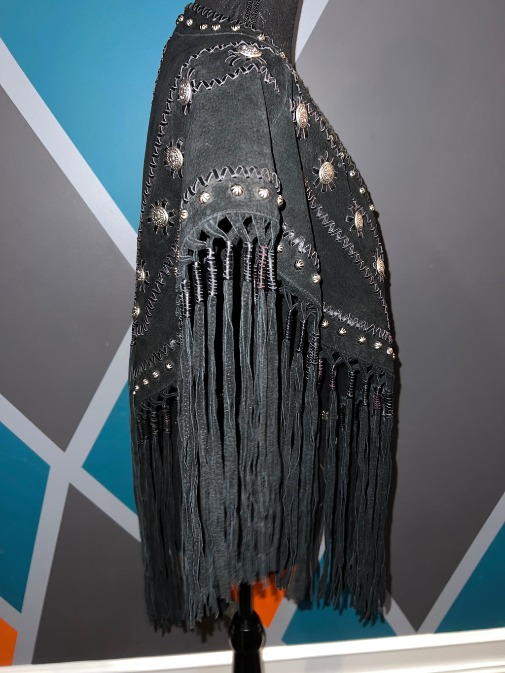 Embellished Studs Fringe Poncho - The Vault by Sacha