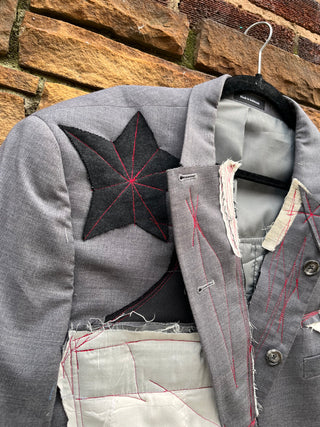 Custom Pronto Uomo Stars Patchwork Crop Blazer