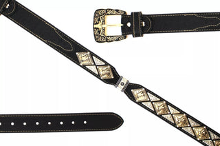 Mixed Metal Genuine Leather Belt