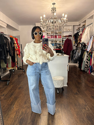 Stretch Wide Leg Cuff Jeans will Restock on 11/10 - The Vault by Sacha