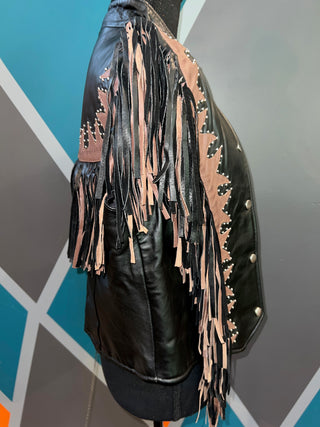 Genuine Leather + Fringe Studded Vest