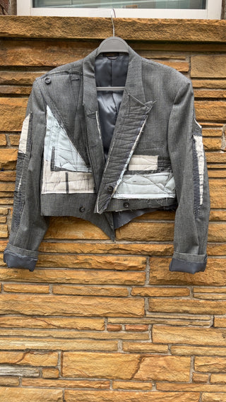Custom Tweed Patchwork Crop Blazer