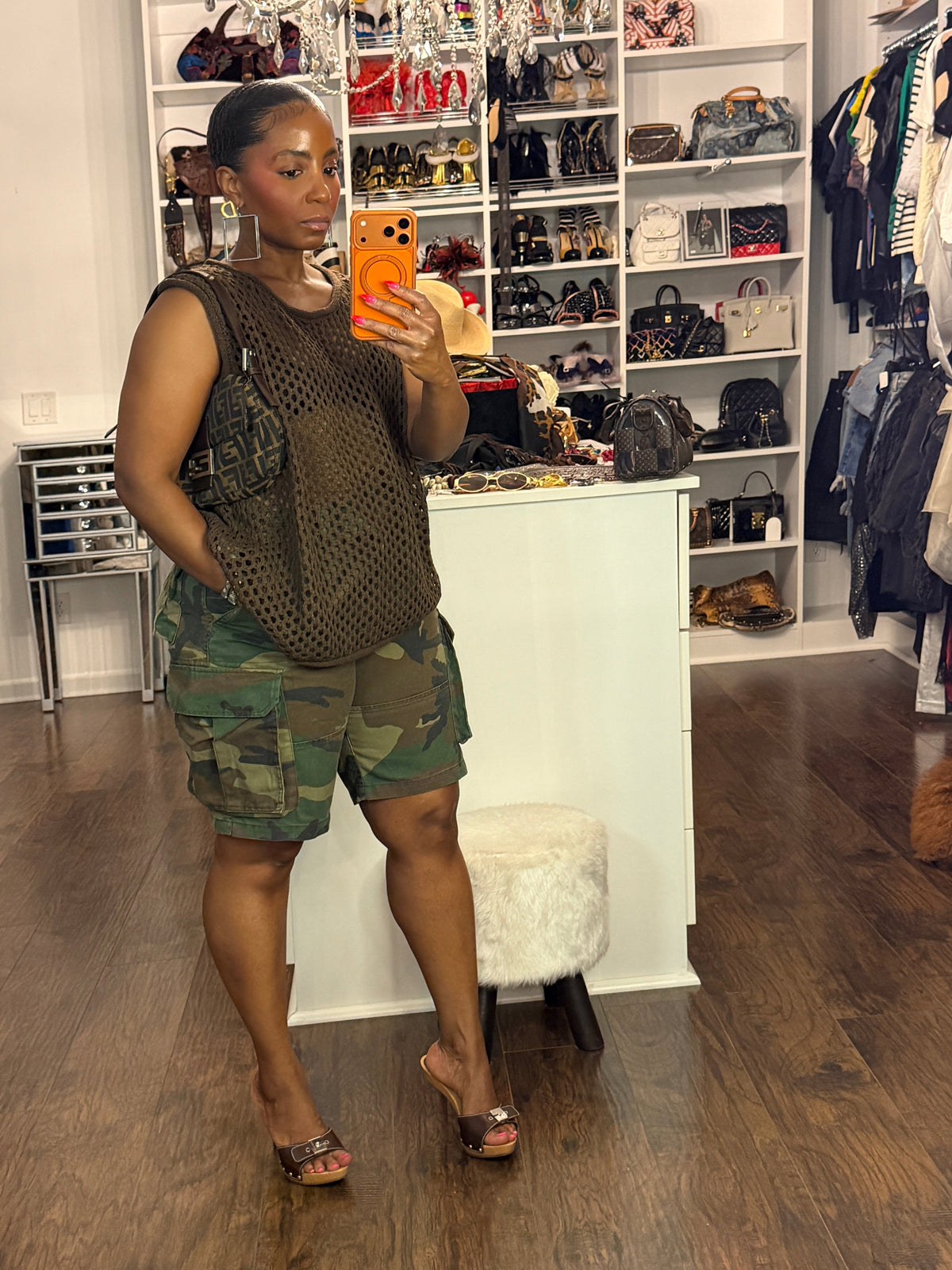 Vintage Camouflage Cargo Shorts-
