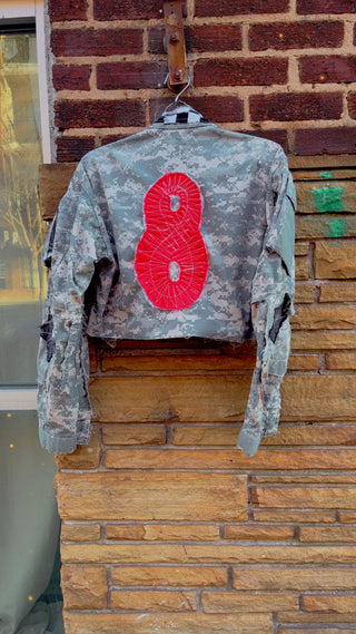 Custom Digital Camo Red 8 Patchwork Jacket