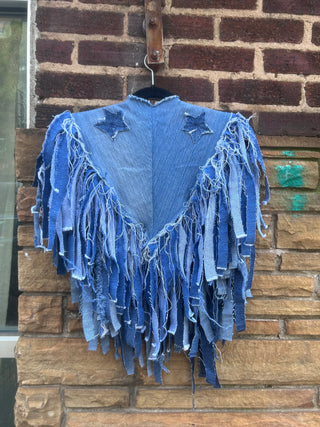 Custom Levi Stars Fringe Poncho