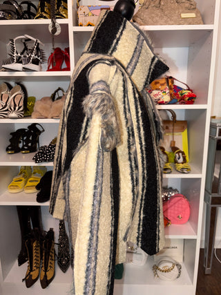 Reversible Shearling Tweed Coat