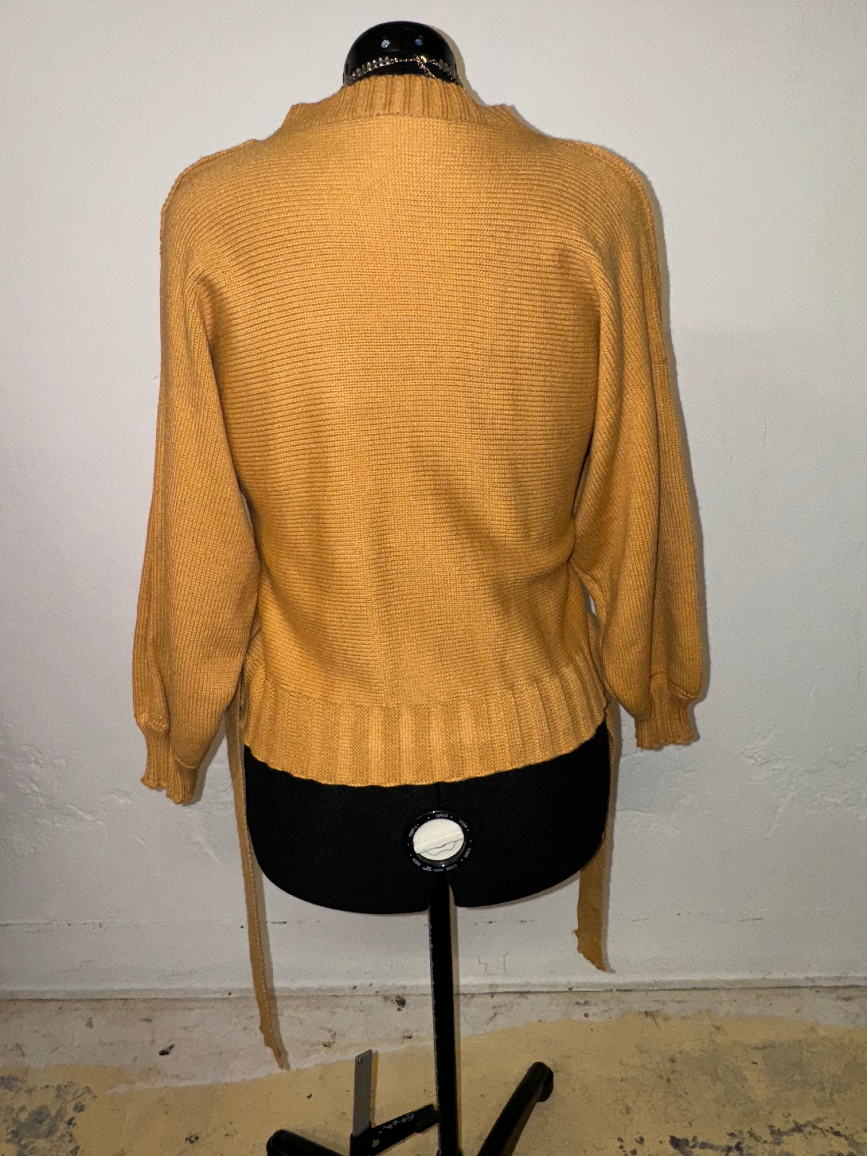 Caramel Open Zipper Shoulder Sweater