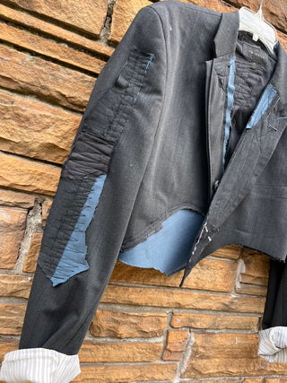 Custom Twinhill Gray & Blue Crop Blazer