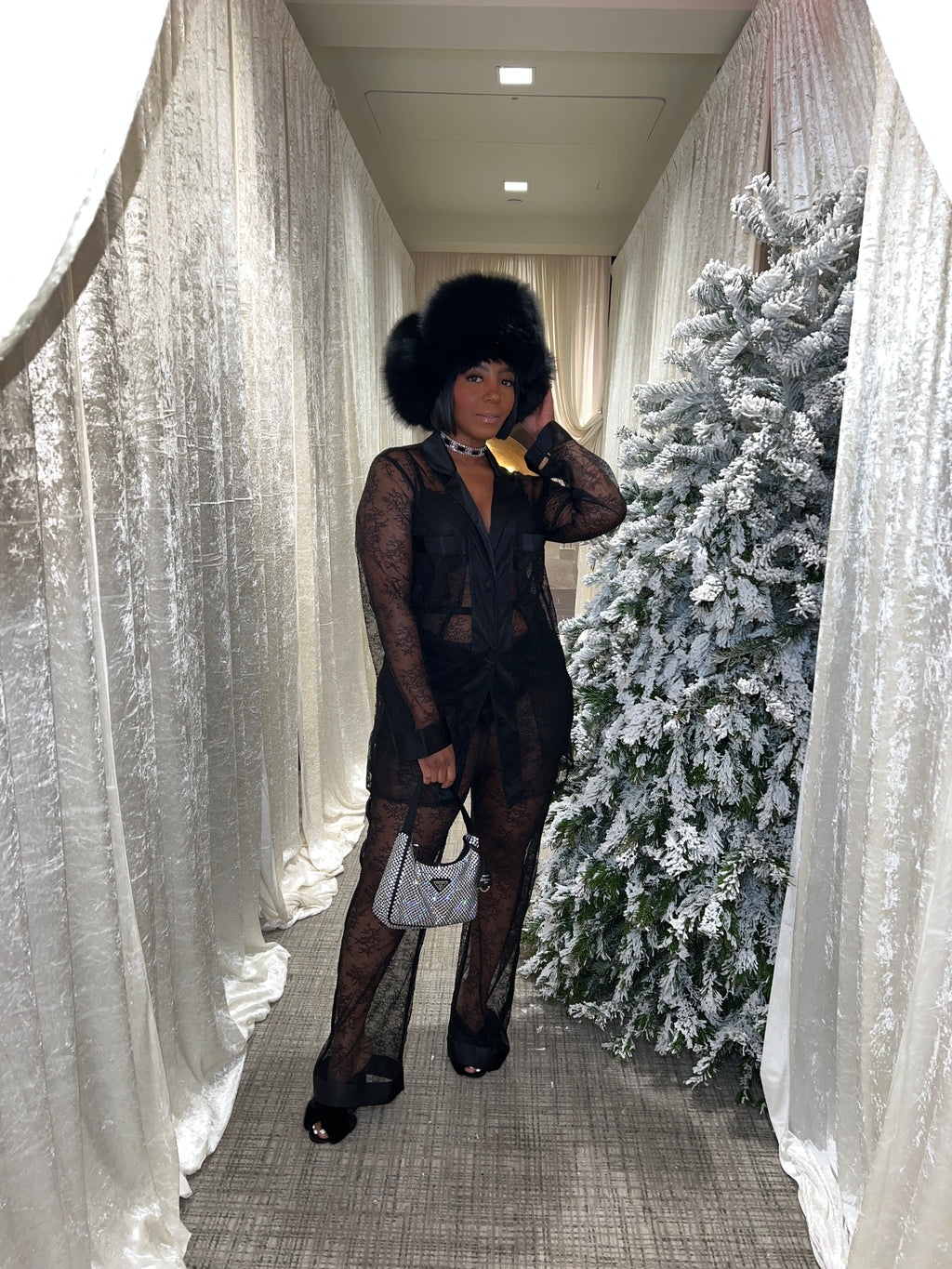 Black Genuine Leather & Fox Fur Trapper Hat - The Vault by Sacha