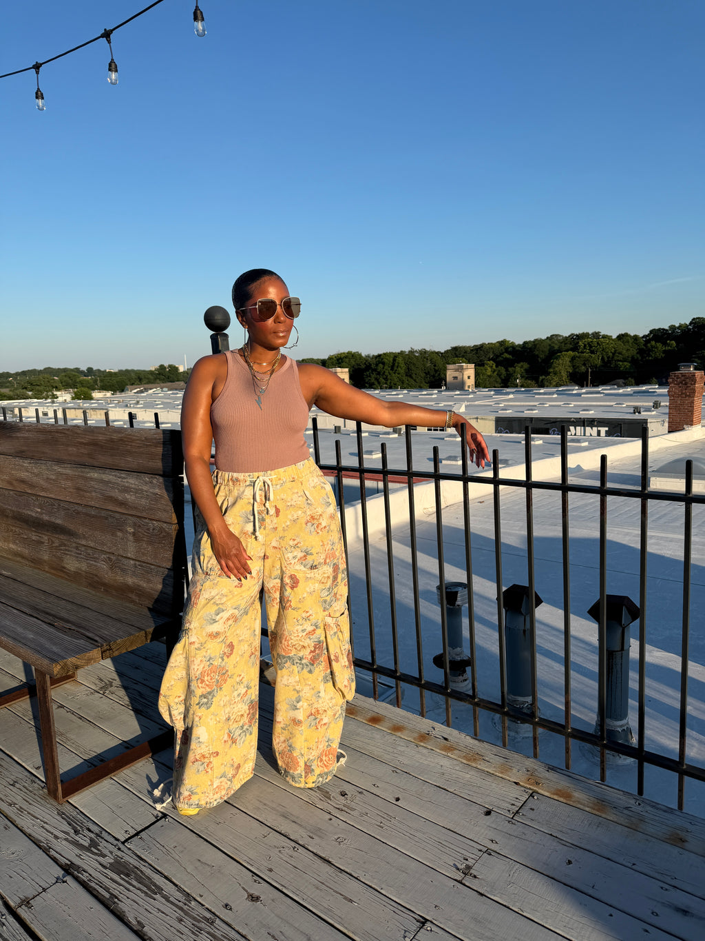 Sunset Bloom Cargo Pants