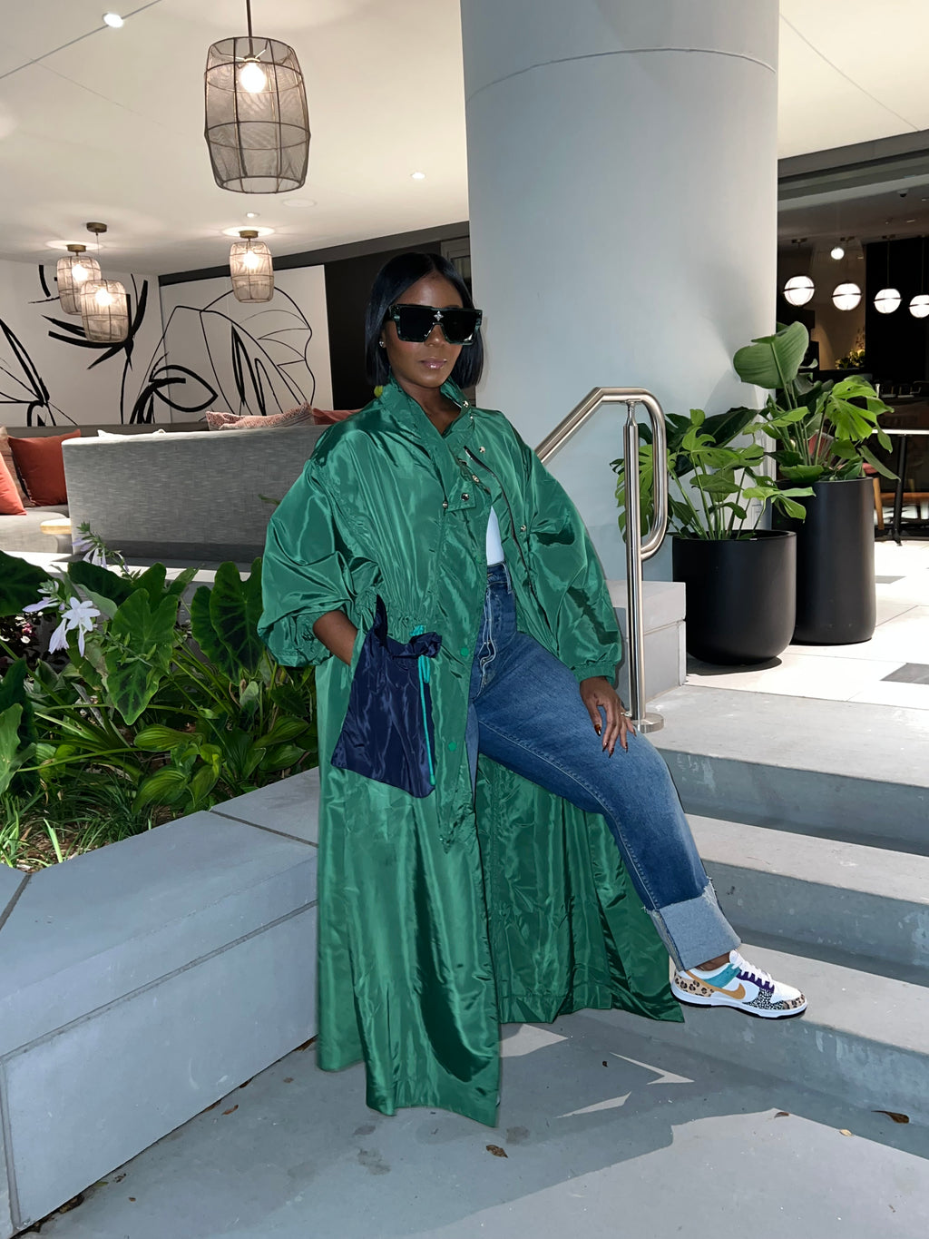 Green with Envy Maxi Windbreaker