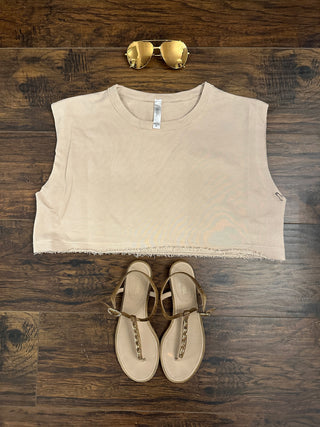 Sleeveless Cropped Sweatshirt - The Vault by Sacha