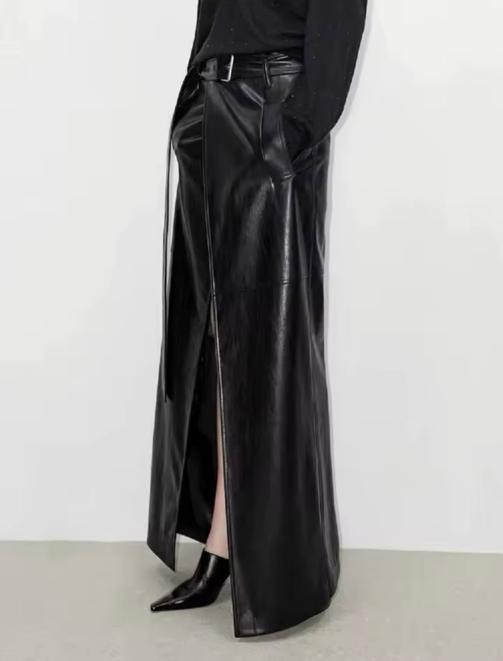 Maxi Split Leather Skirt - The Vault by Sacha