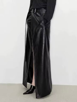 Maxi Split Leather Skirt - The Vault by Sacha