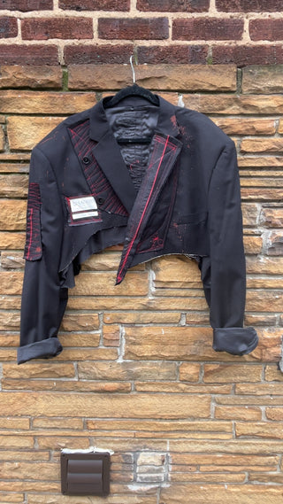 Custom Saggio Red Stitch Crop Blazer