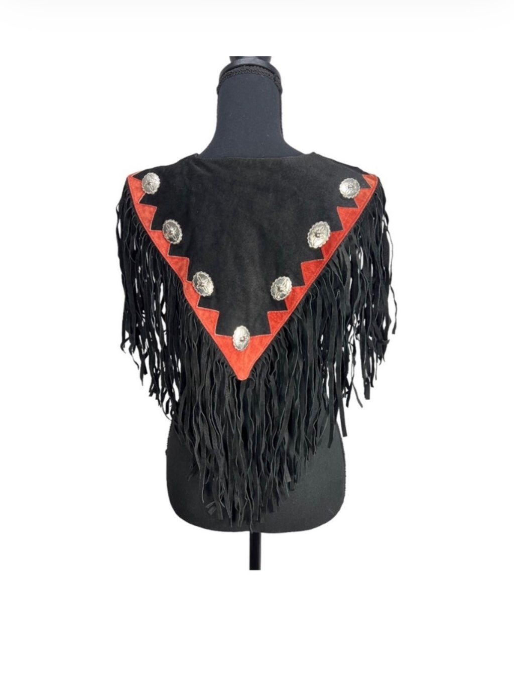 Vintage Aztec Embellished Suede Fringe Poncho - The Vault by Sacha