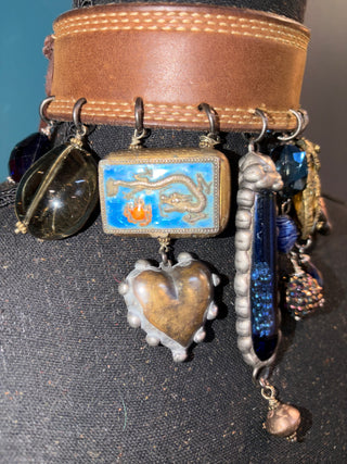 Sapphire Crystal Handmade Leather Choker