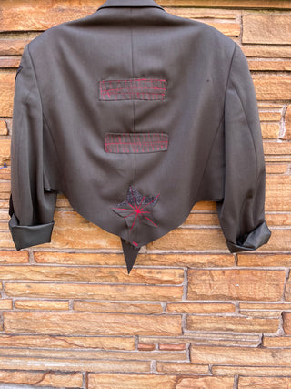 Custom Red Stitch Crop Blazer