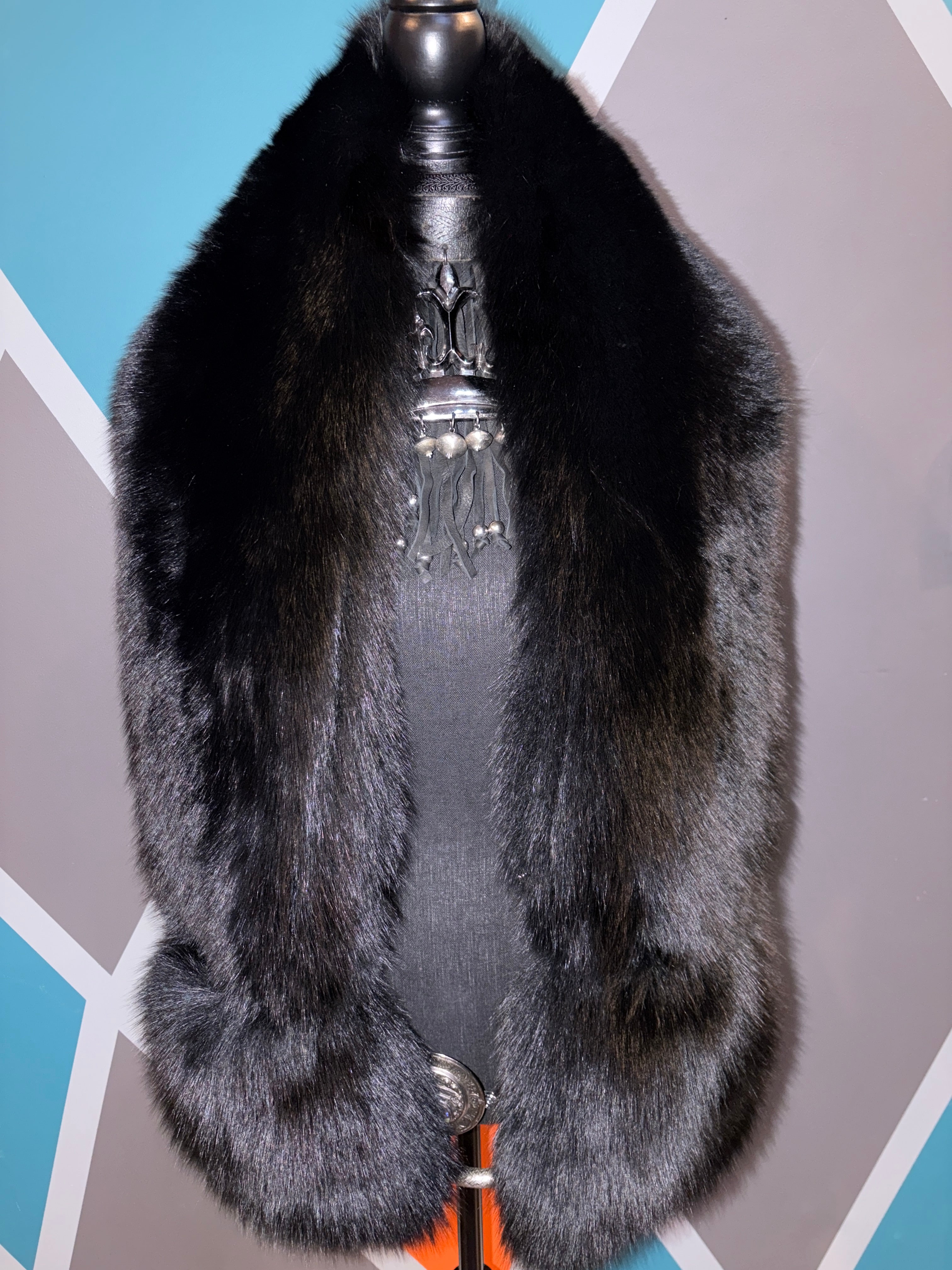 Onyx Fox Fur Scarf w/pockets - The Vault by Sacha