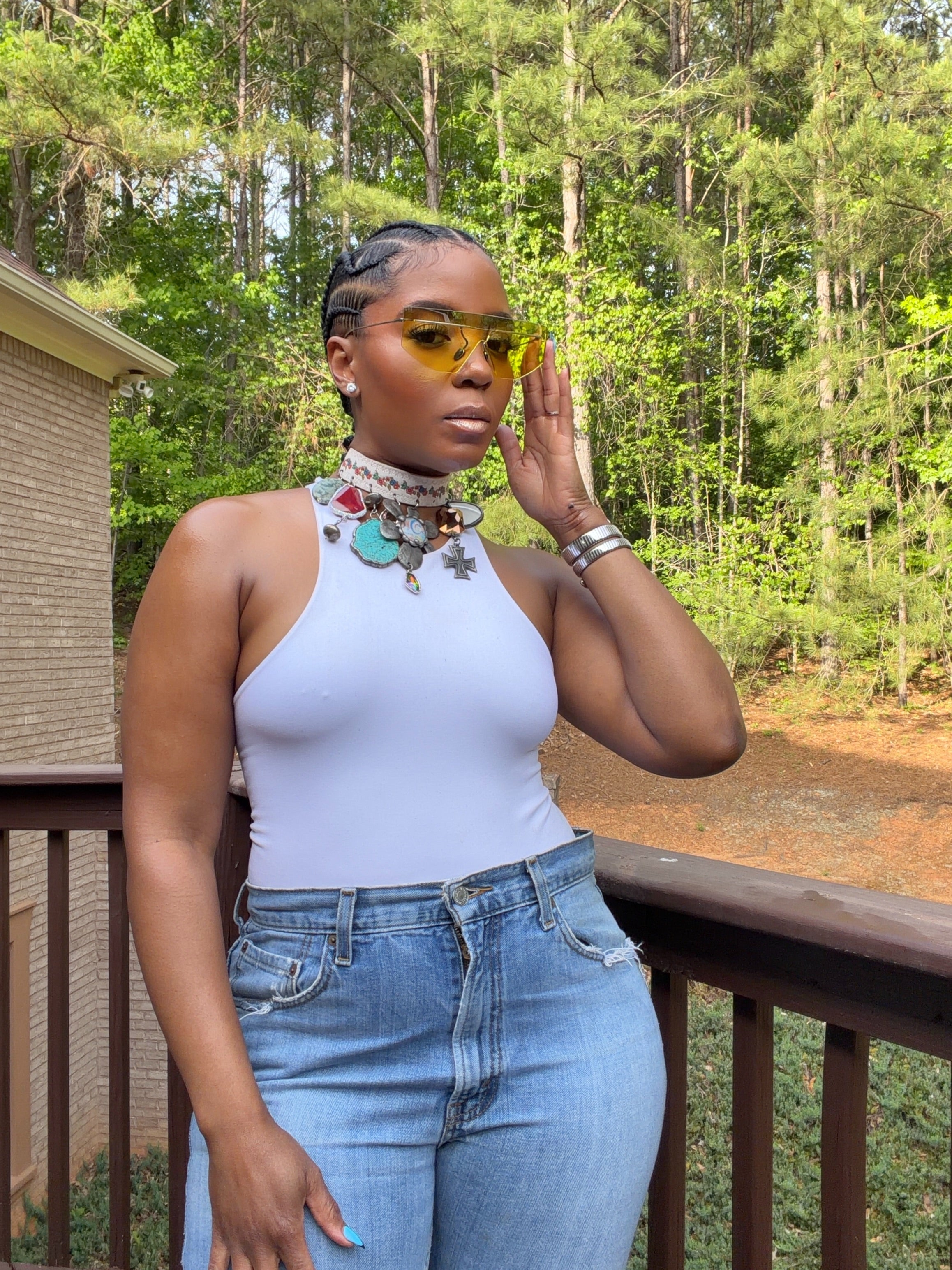 Flower Power Leather choker - The Vault by Sacha