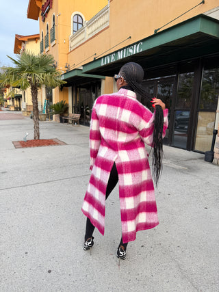 Magenta Mohair Cut out Coat