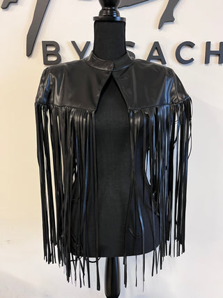 Leather Fringe Poncho/ Shawl