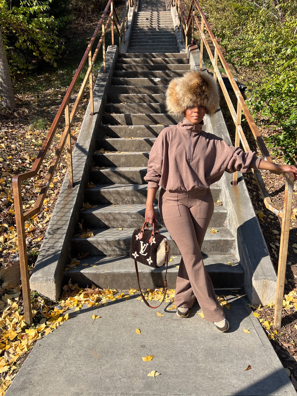 Brown Genuine Leather & Fox Fur Trapper Hat - The Vault by Sacha